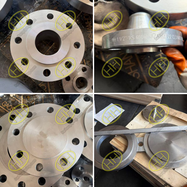 ASME B16.5 A182 F22 CL3 Class 600 alloy flange set including WN, SO, blind flange and spectacle blind NACE MR0175, Haihao Group shipment to Singapore
